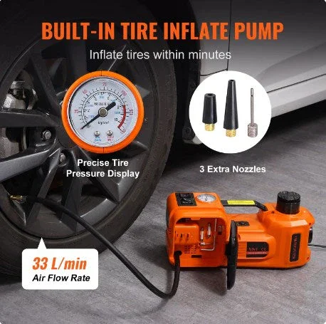 Built-in tire inflator in use